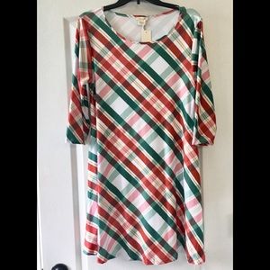 Plaid 3/4 Sleeved Dress